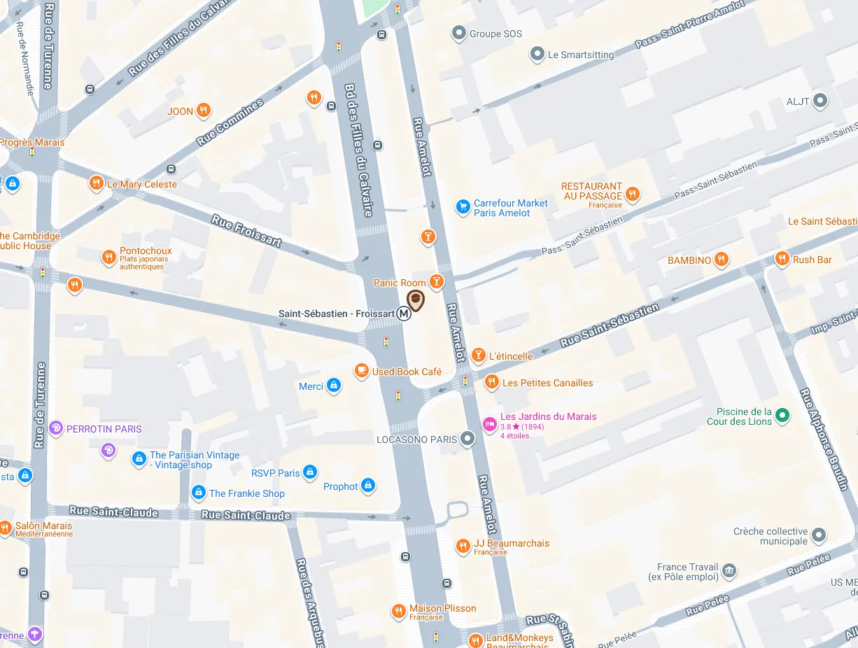 Carte pour venir à Café CAUA, 10 Bd des Filles du Calvaire, 75011 Paris